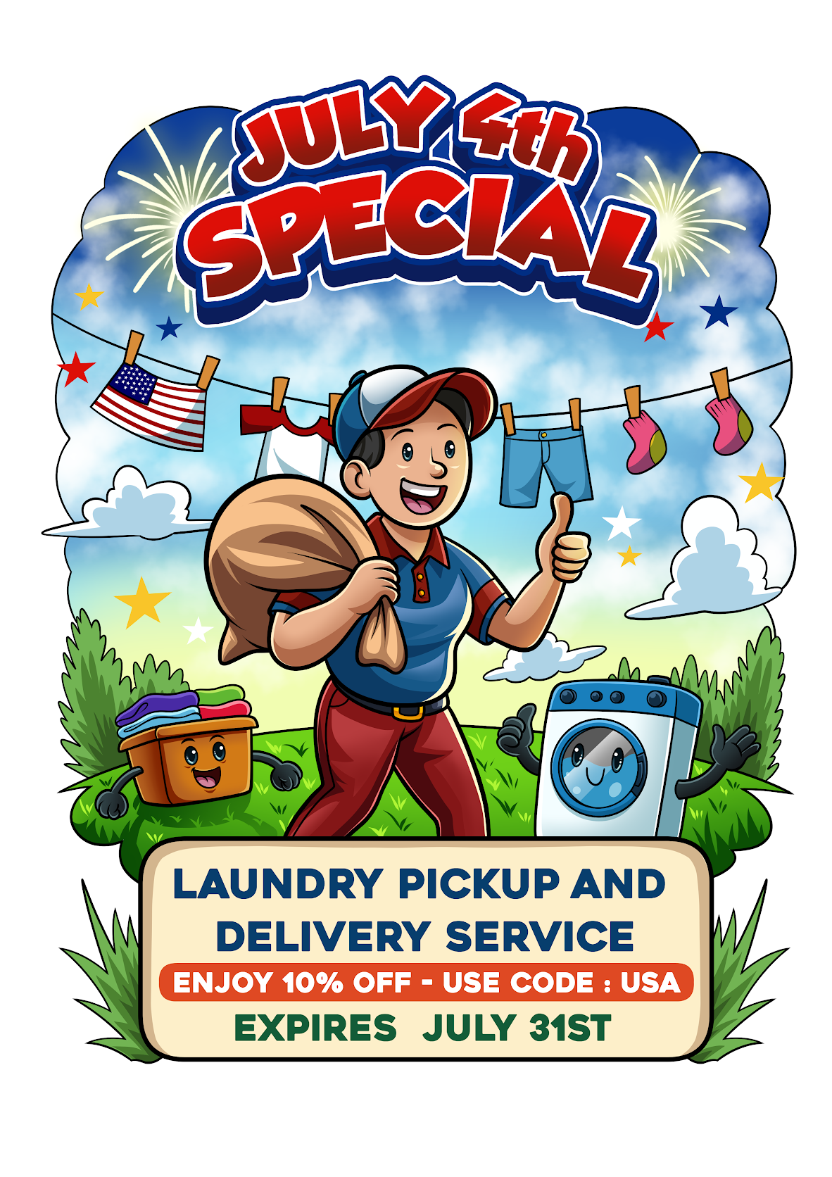 Laundry Pickup and Delivery Service 4th July Special